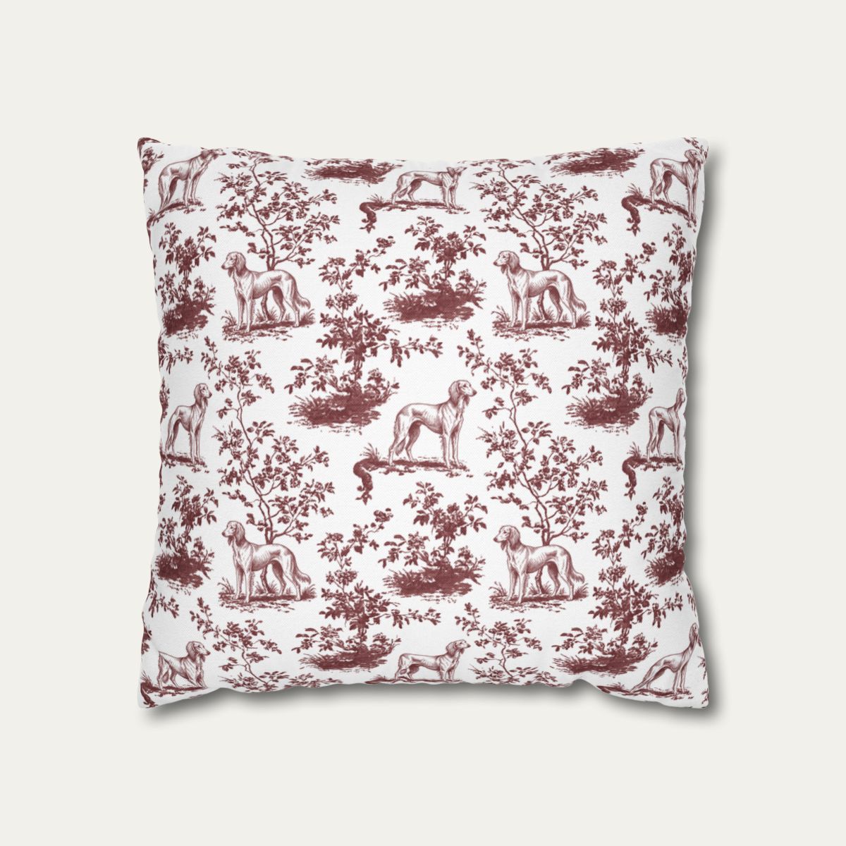 Saluki Burgundy French Toile Pillow