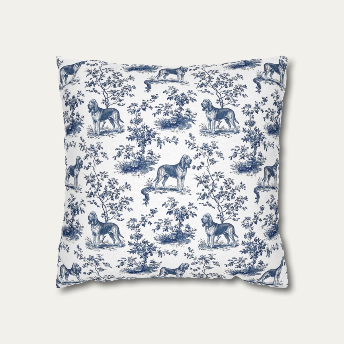 Dog Blue Toile Pillow