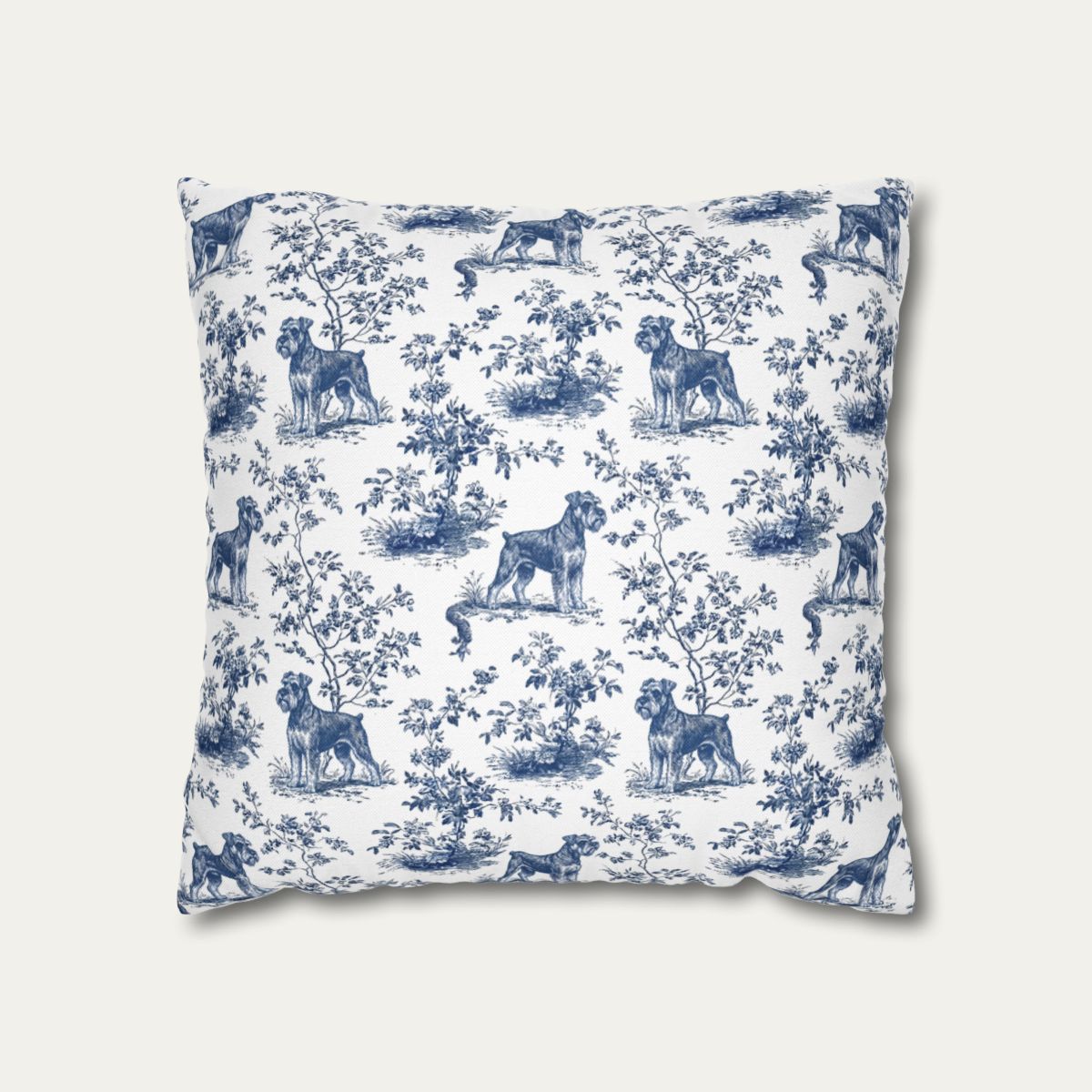 Dog Blue Toile Pillow