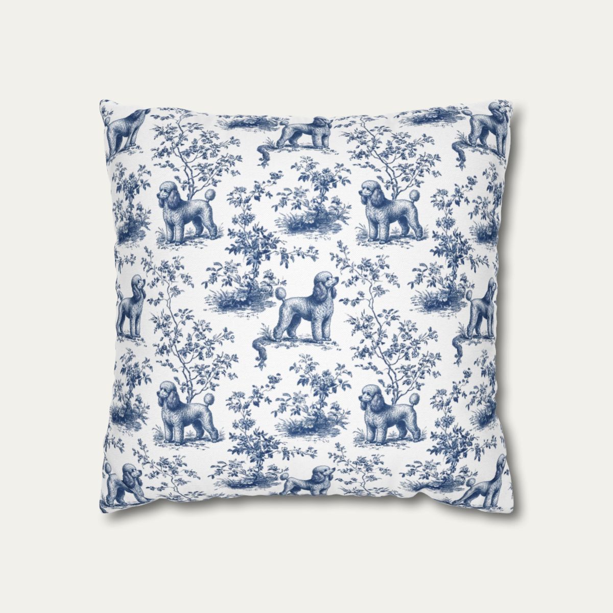 Dog Blue Toile Pillow