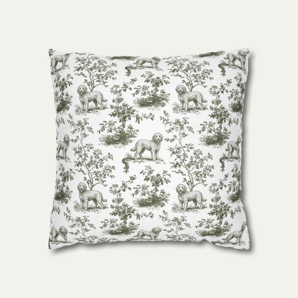 Goldendoodle Sage Green French Toile Pillow