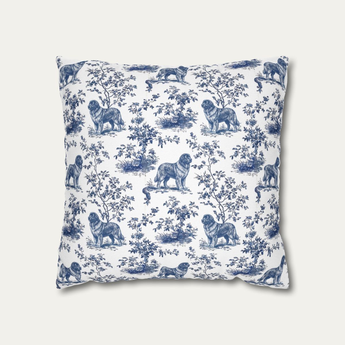 Dog Blue Toile Pillow