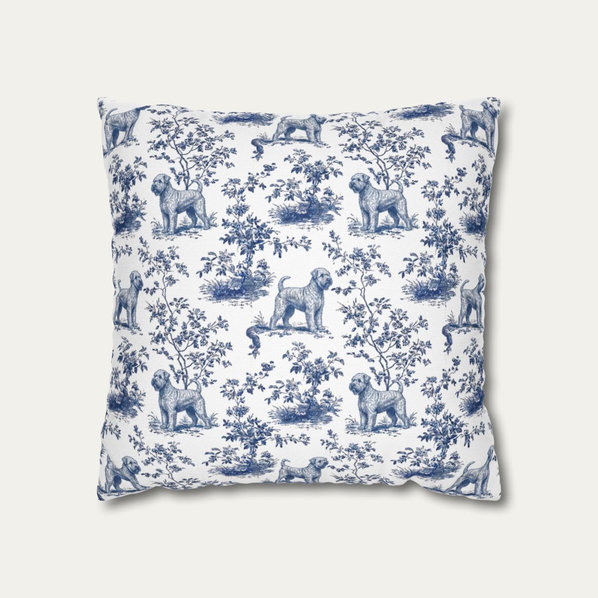 Dog Blue Toile Pillow