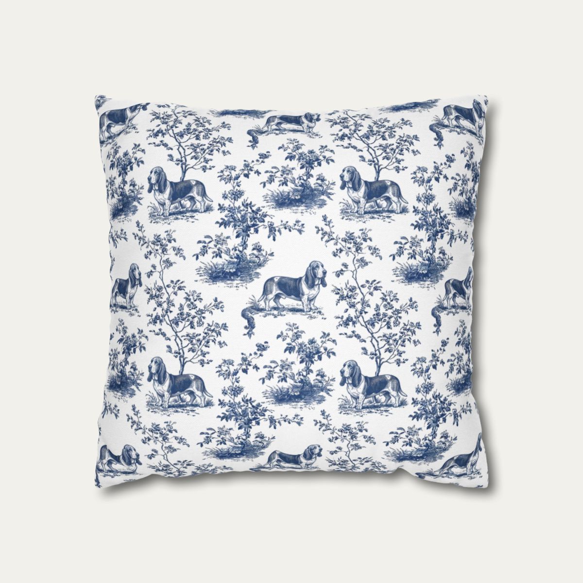 Dog Blue Toile Pillow