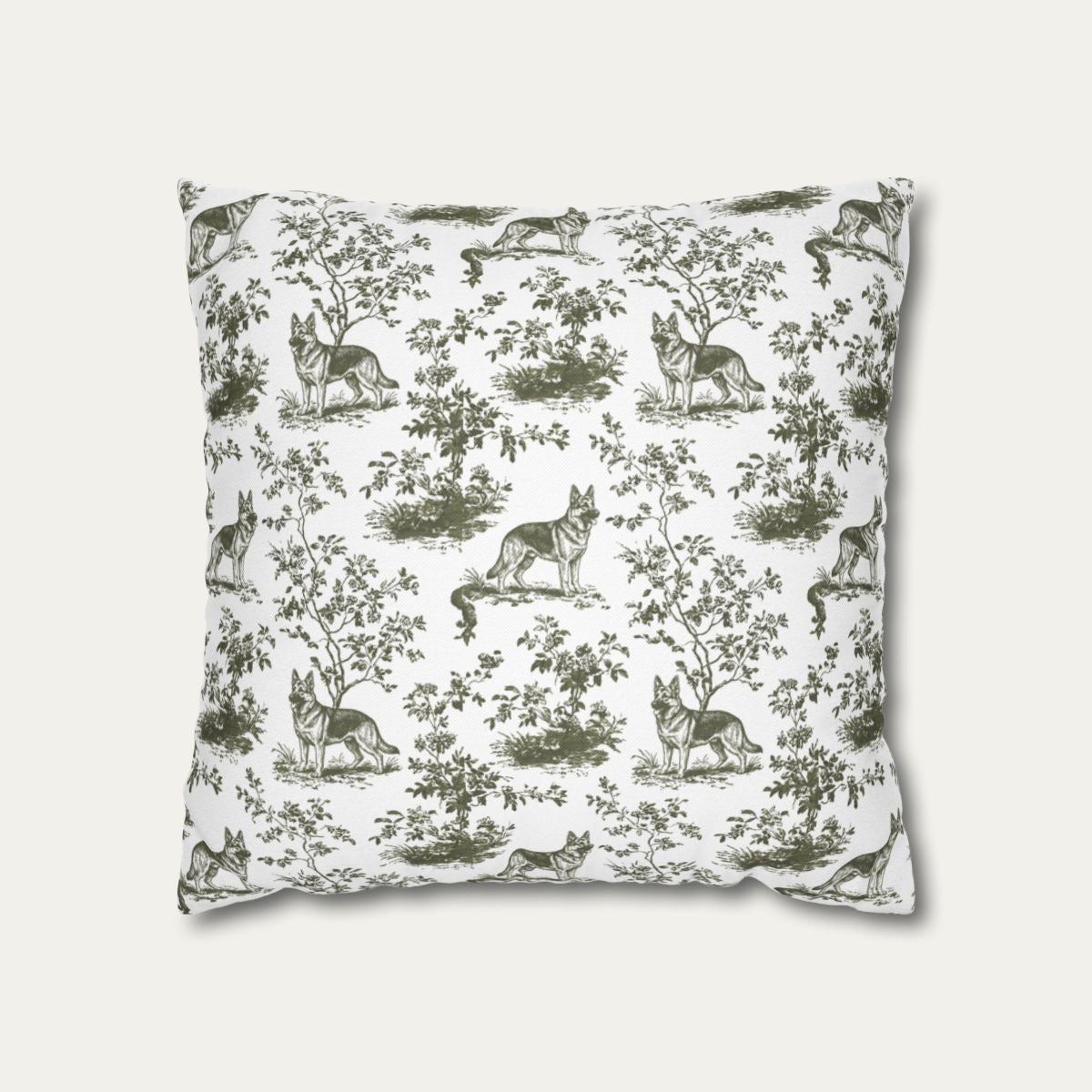 German Shepherd Sage Green French Toile Pillow