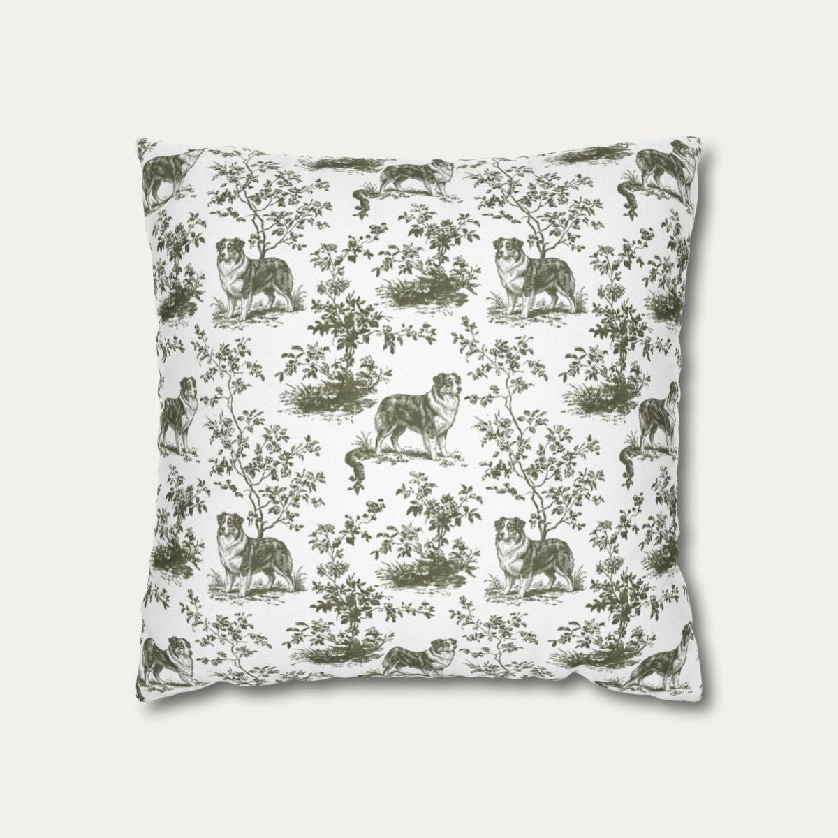 Australian Shepherd Sage Green French Toile Pillow