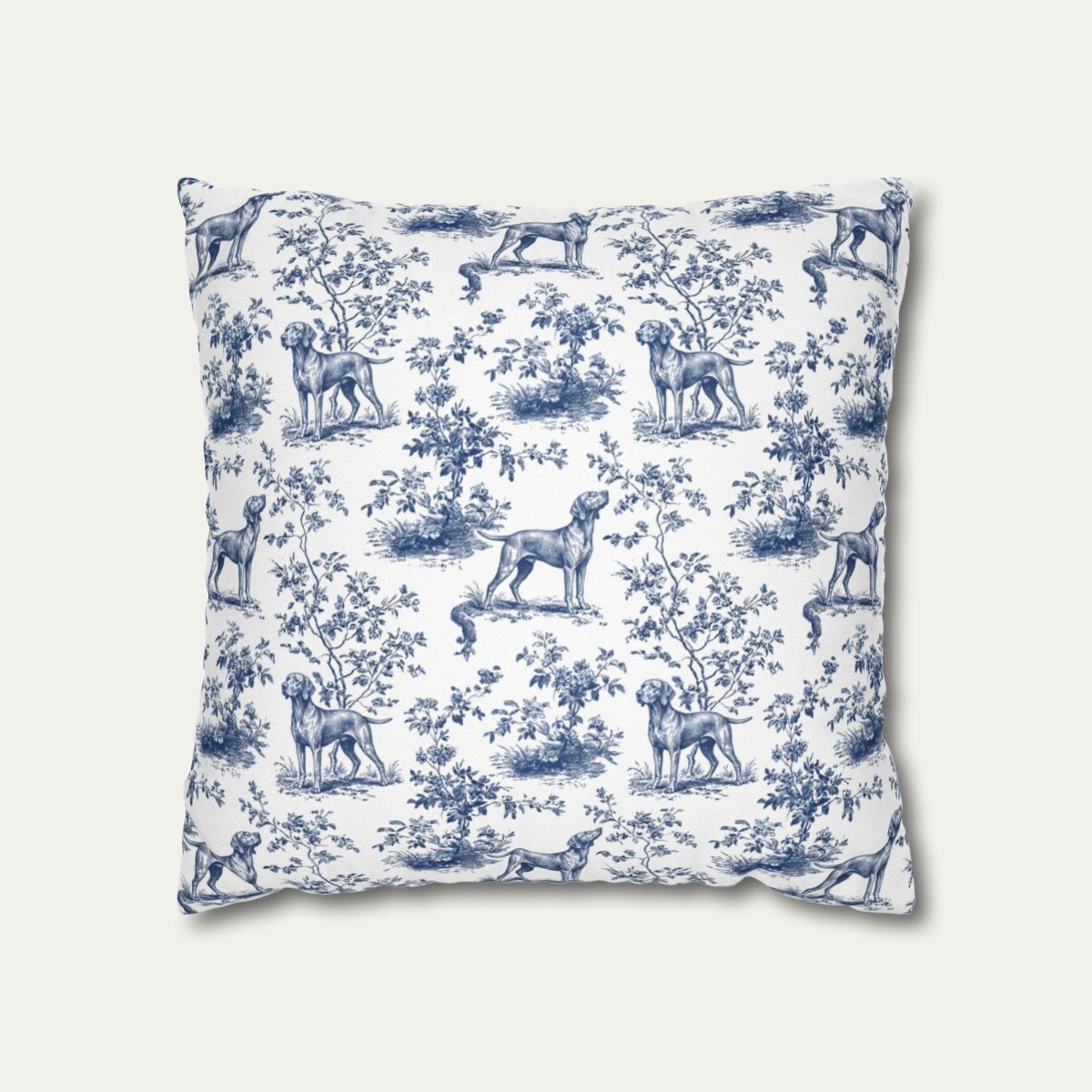 Dog Blue Toile Pillow