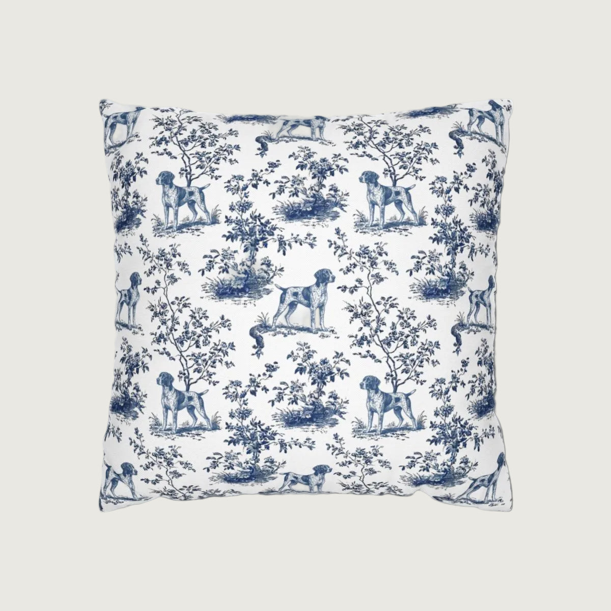 Dog Blue Toile Pillow
