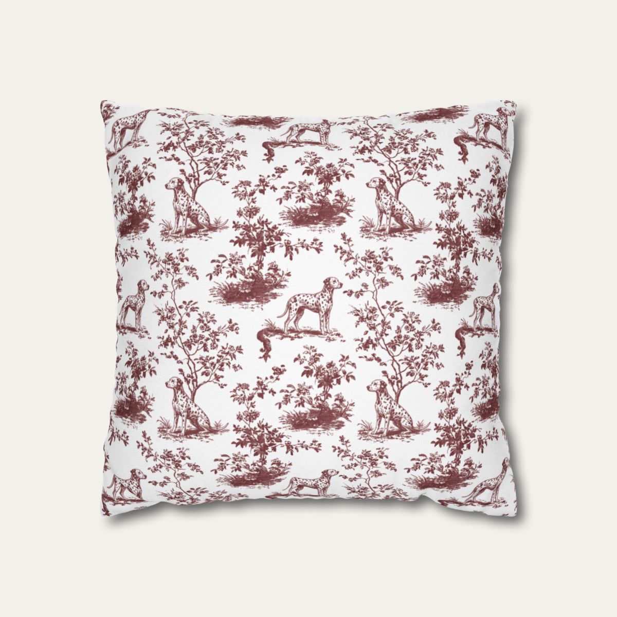 Dalmatian Burgundy French Toile Pillow