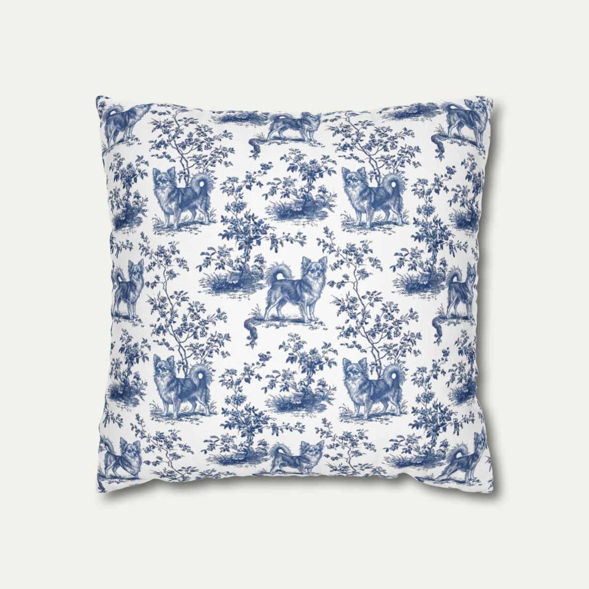Dog Blue Toile Pillow