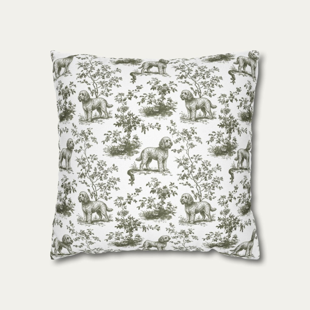 Cockapoo Sage Green French Toile Pillow