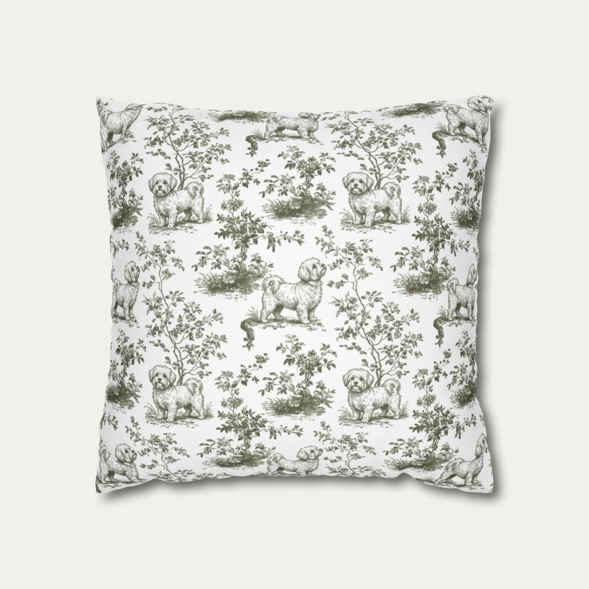 Maltese Sage Green French Toile Pillow