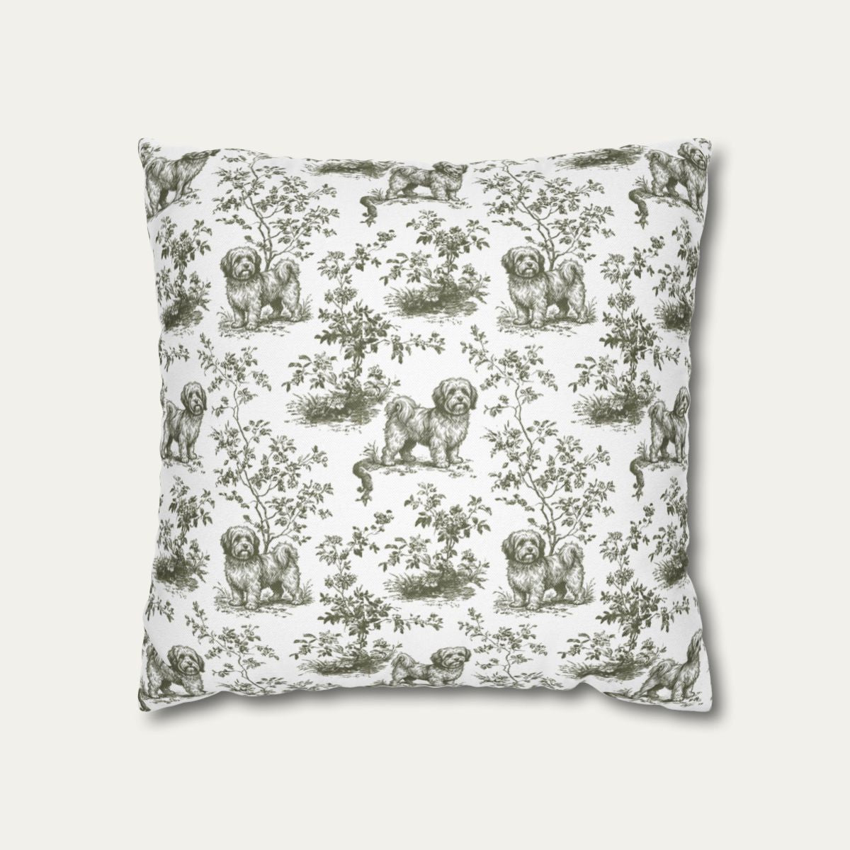 Havanese Sage Green French Toile Pillow