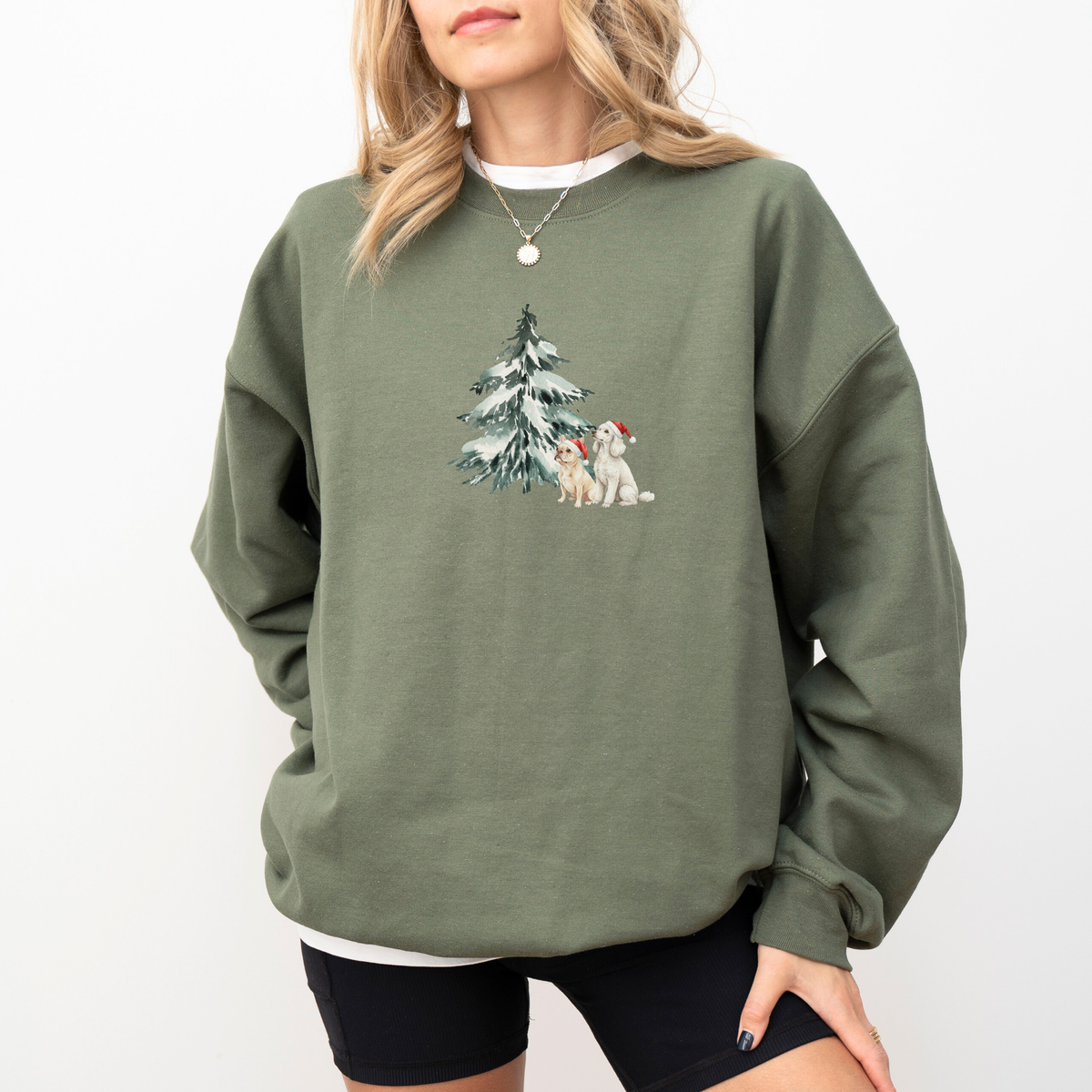 Custom Christmas Tree Dog Sweatshirt, general mockup example 2