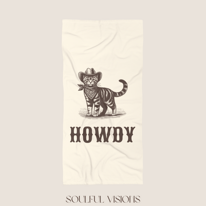 Howdy Tabby Cat Beach Towel