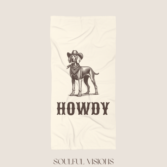 Howdy Weimaraner Beach Towel