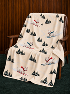West Highland Terrier beige Christmas skiing fleece blanket — chair view