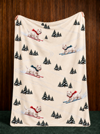 West Highland Terrier beige Christmas skiing fleece blanket — held view