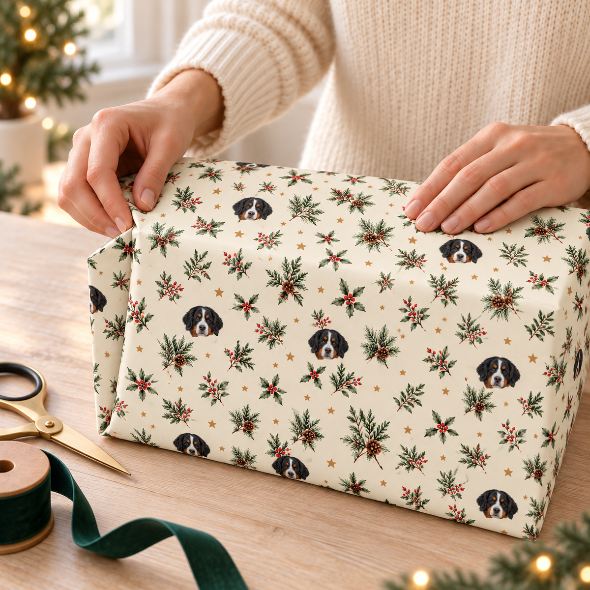 Winter Garden Personalized Dog Wrapping Paper